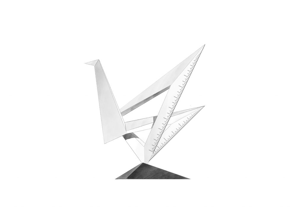 博仟北京雕塑公司的雕塑设计作品三角板天鹅