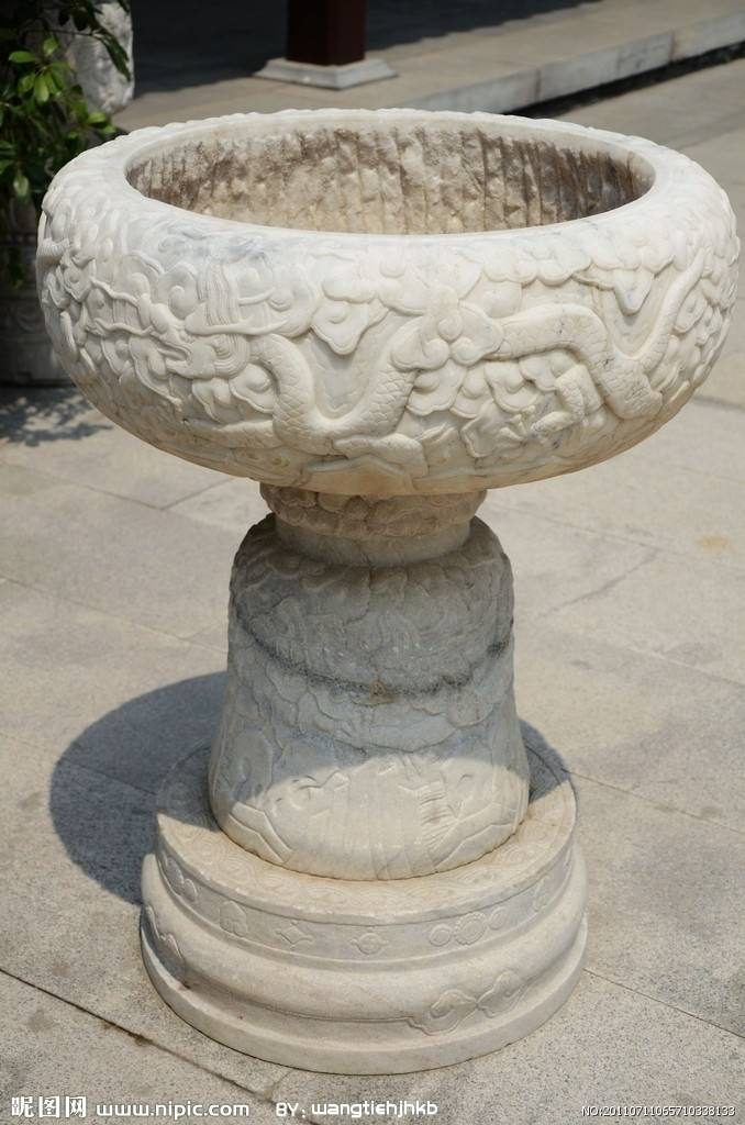 石材雕刻花盆圆形