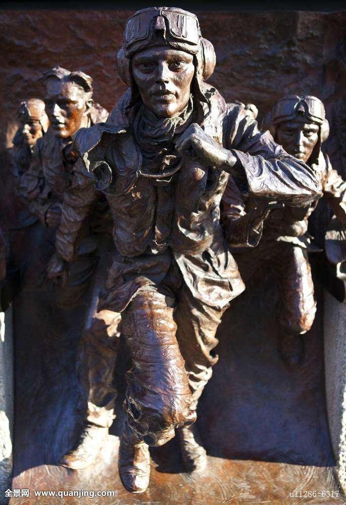 不列颠之战伦敦街头雕塑铸铜人物群组飞行员战斗雕塑