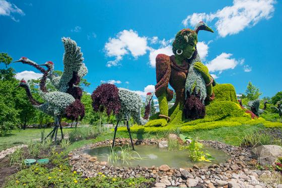 生态景观雕塑绿色植被仙鹤