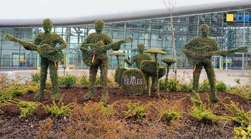披头士乐队绿色植物景观雕塑