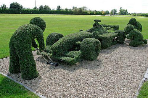 f1方程式赛车绿色植物景观雕塑