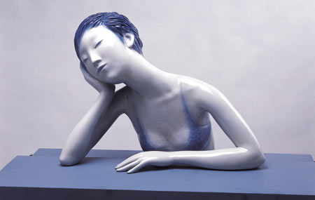 思考的女人玻璃钢雕塑