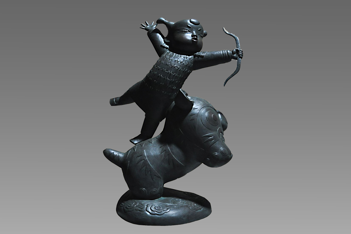 骑马射箭虎娃系列抽象人物雕塑欣赏
