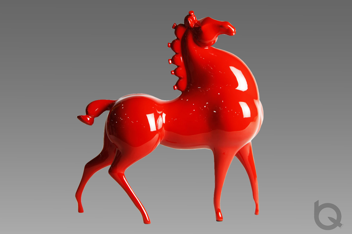抽象红色大马玻璃钢雕塑