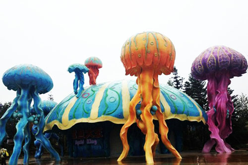 海母章鱼彩色建筑塑石假山卡通雕塑