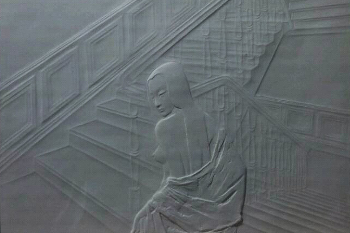 博仟北京雕塑公司创作的半裸体女人抽象人物浮雕