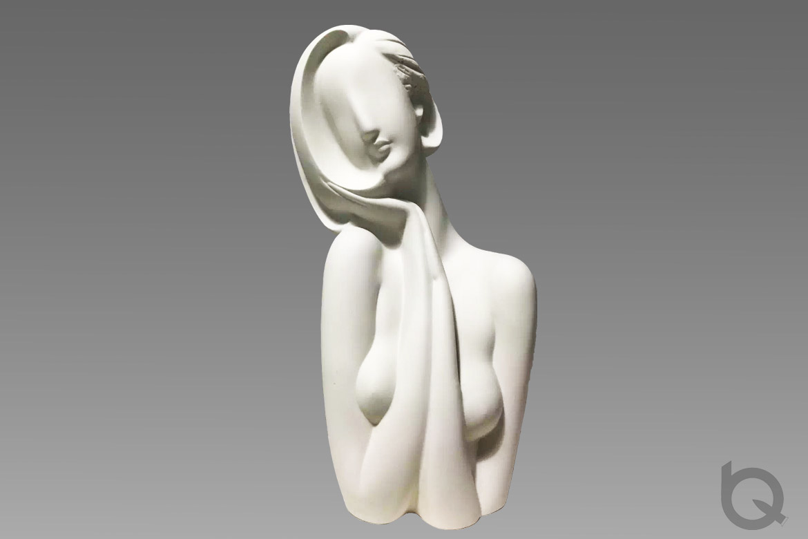 博仟北京雕塑公司创作的女人半身裸体汉白玉人物雕塑