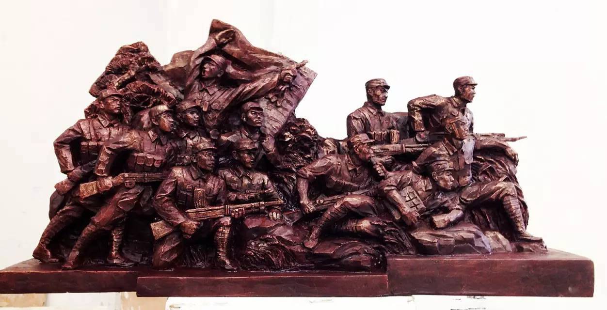 青铜《抗战组雕——冲锋号响起》纪念性军事雕塑