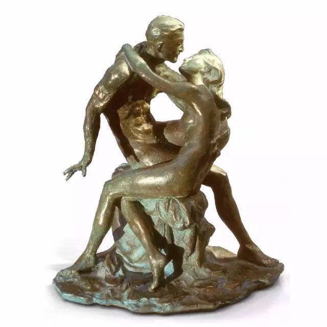 亲吻裸体铸铜人体雕塑