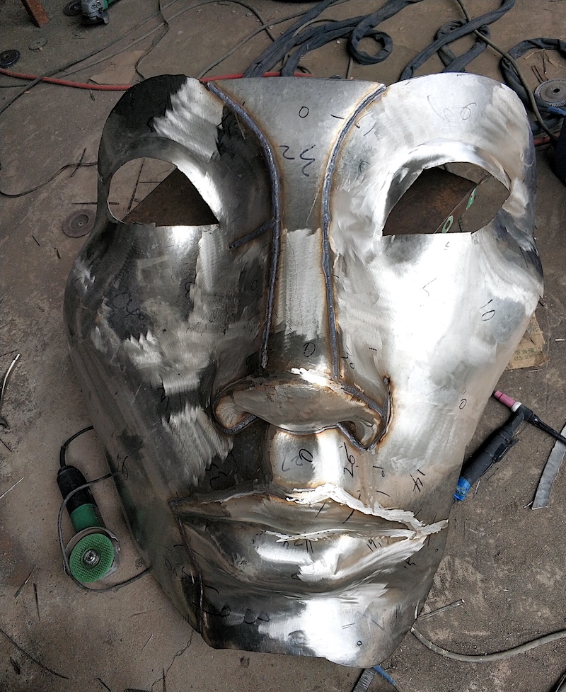 人脸镜面不锈钢人物雕塑制作过程