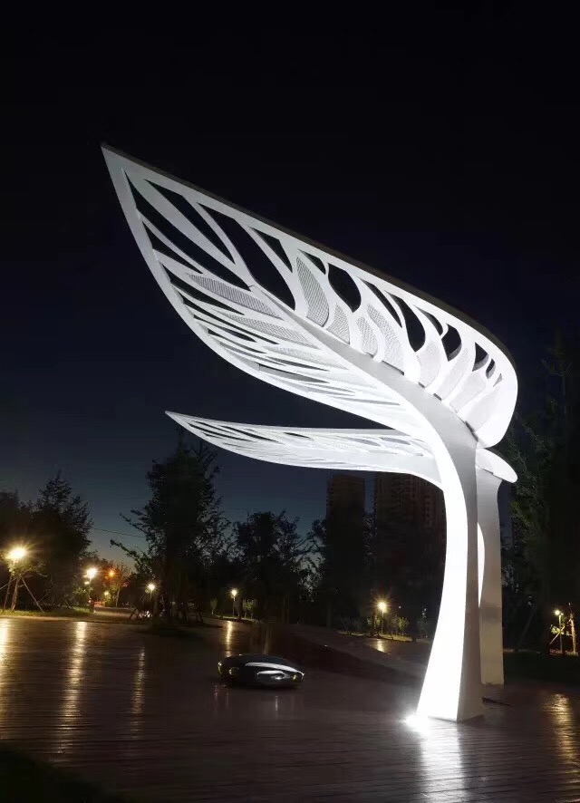 大型不锈钢叶子雕塑